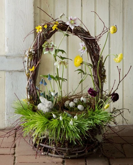 Cesta de Pascua con Hierba de Trigo | Qué Onda