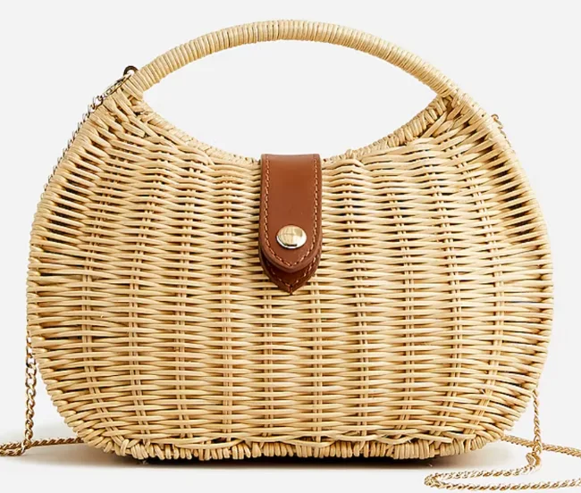 J.Crew | Semicircle Rattan Clutch | Qué Onda