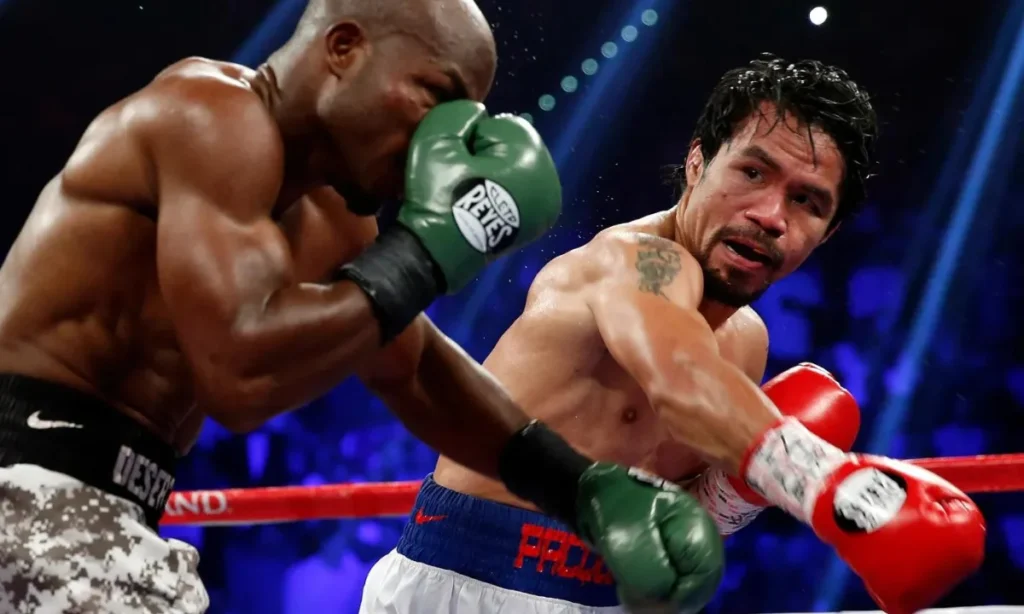 Manny Pacquiao, intercambia golpes con Timothy Bradley, por el título welter de la OMB en Las Vegas | Qué Onda